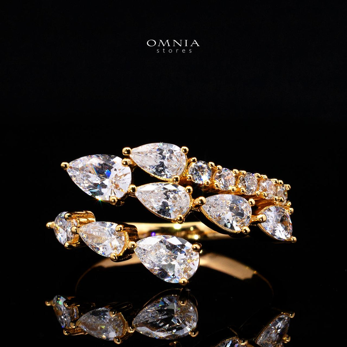 Catalina Elegant Gold Cascading Leaf Drop Bridal Full Set with High-Quality Premium Zircon Stones, Rhodium-Plated Finish