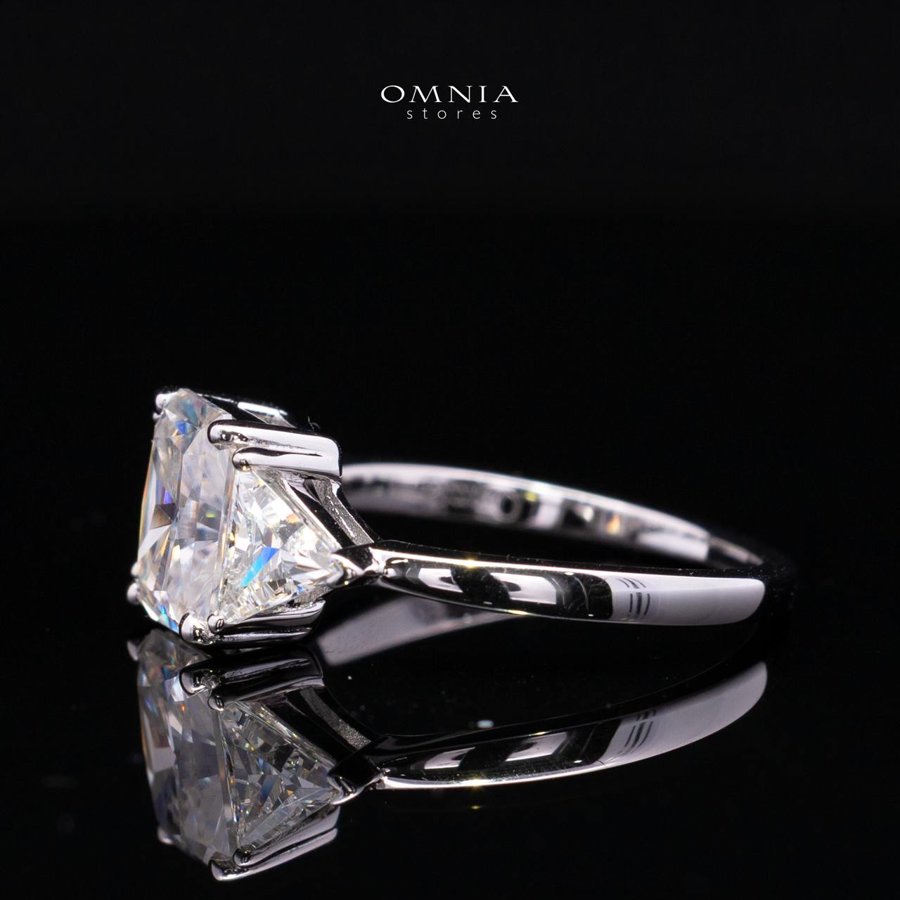 Latimah White Moissanite Ring with GRA Certificate Radiant 6x8mm (2ct) Simulated Diamond 925 Sterling Silver
