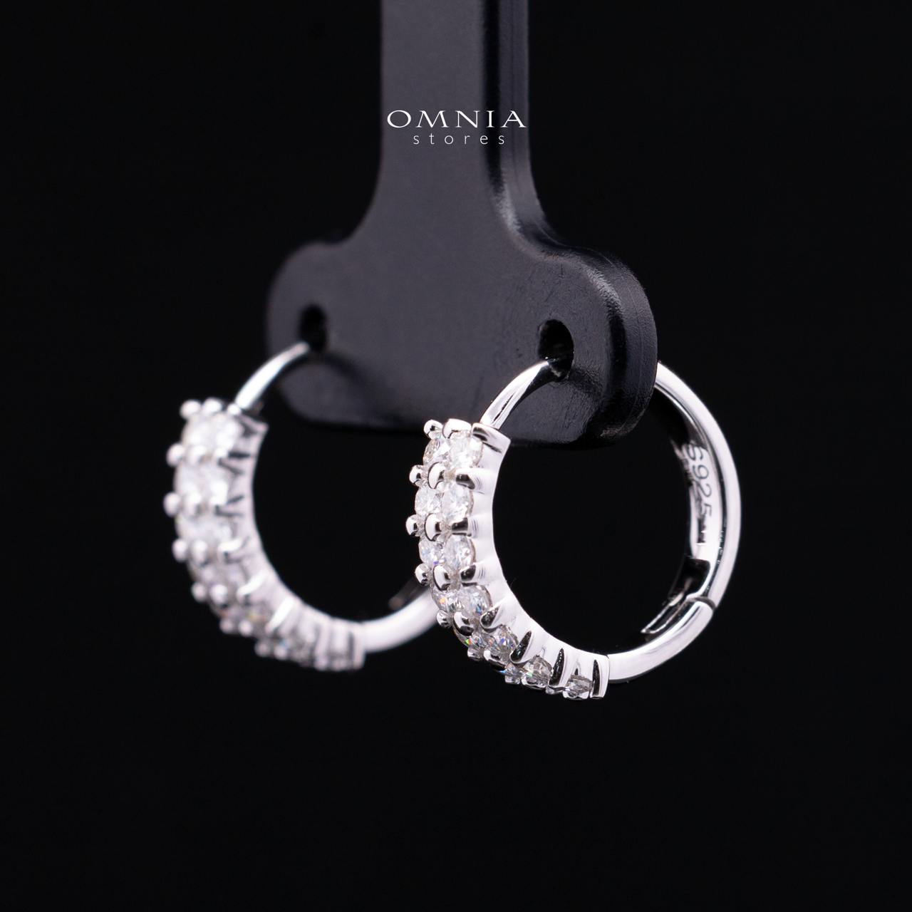 Valencia White Moissanite Half Pavé Huggie Hoop Earrings with GRA Certificate – 925 Sterling Silver, 1.8mm Round Stones