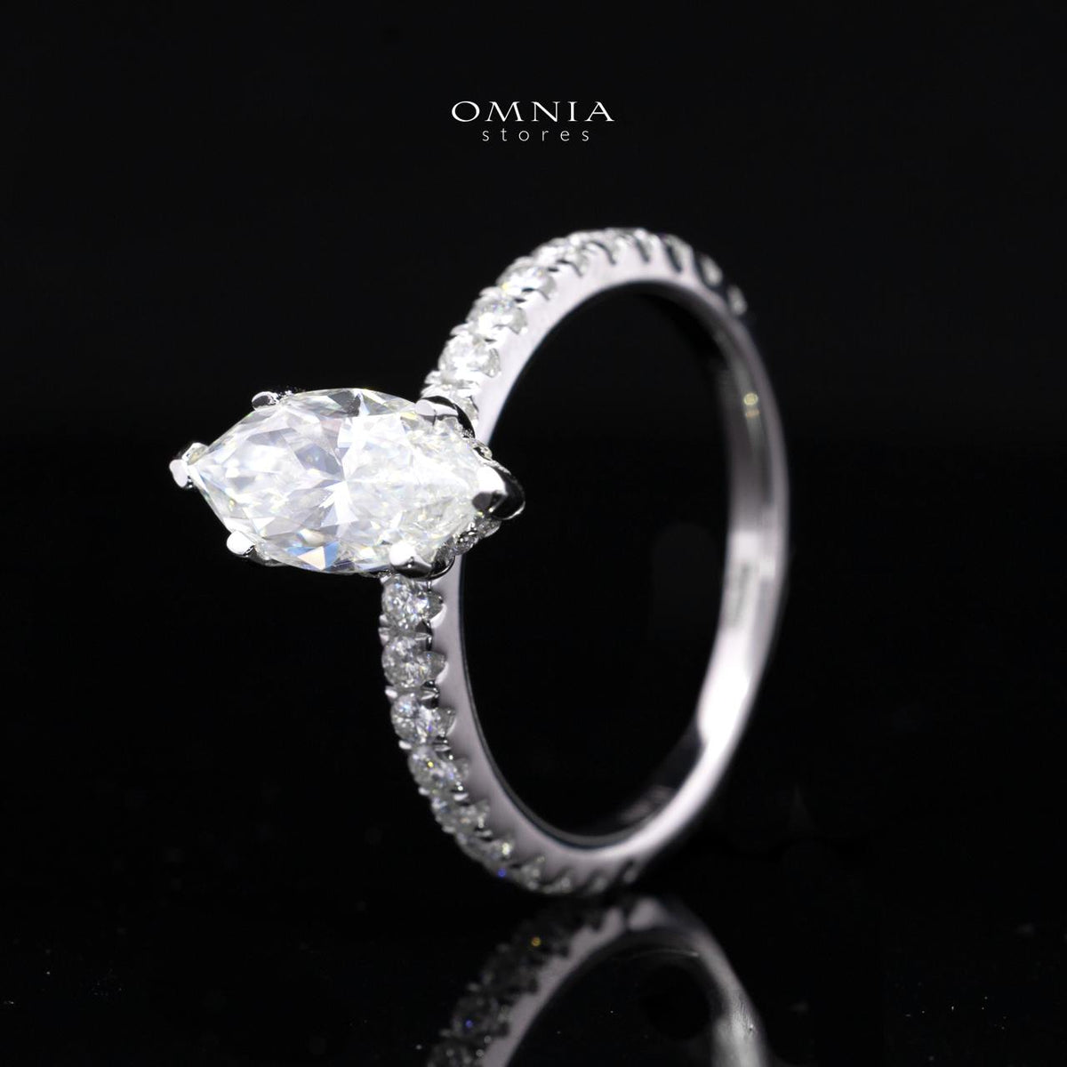 Ghusun White Moissanite Marquise Cut Ring GRA Certified in High Quality 925 Silver 6x12mm 2ct