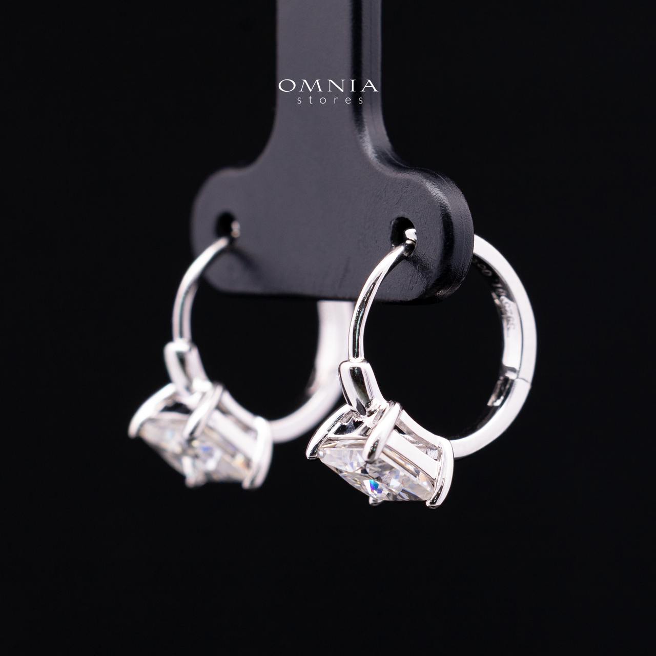 Luciana White Moissanite Earrings with GRA Certificate, Square 5.5mm, in 925 Sterling Silver