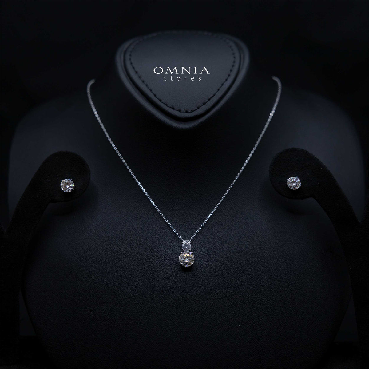 Joslyn White Moissanite Necklace and Earring Set in 925 Sterling Silver