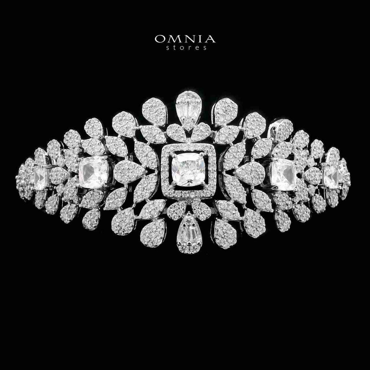 Omnia Asal White Bridal Full Set in High Quality Zircon Stone Rhodium Plated - OMNIASTORES UAE