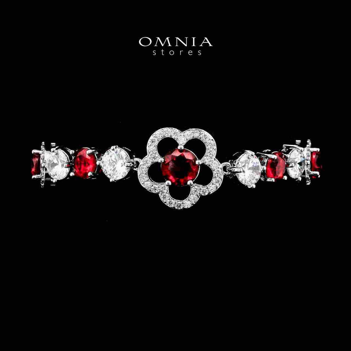 Omnia Esra Red Full Set in High Quality Zircon Stone Rhodium Plated - OMNIASTORES UAE