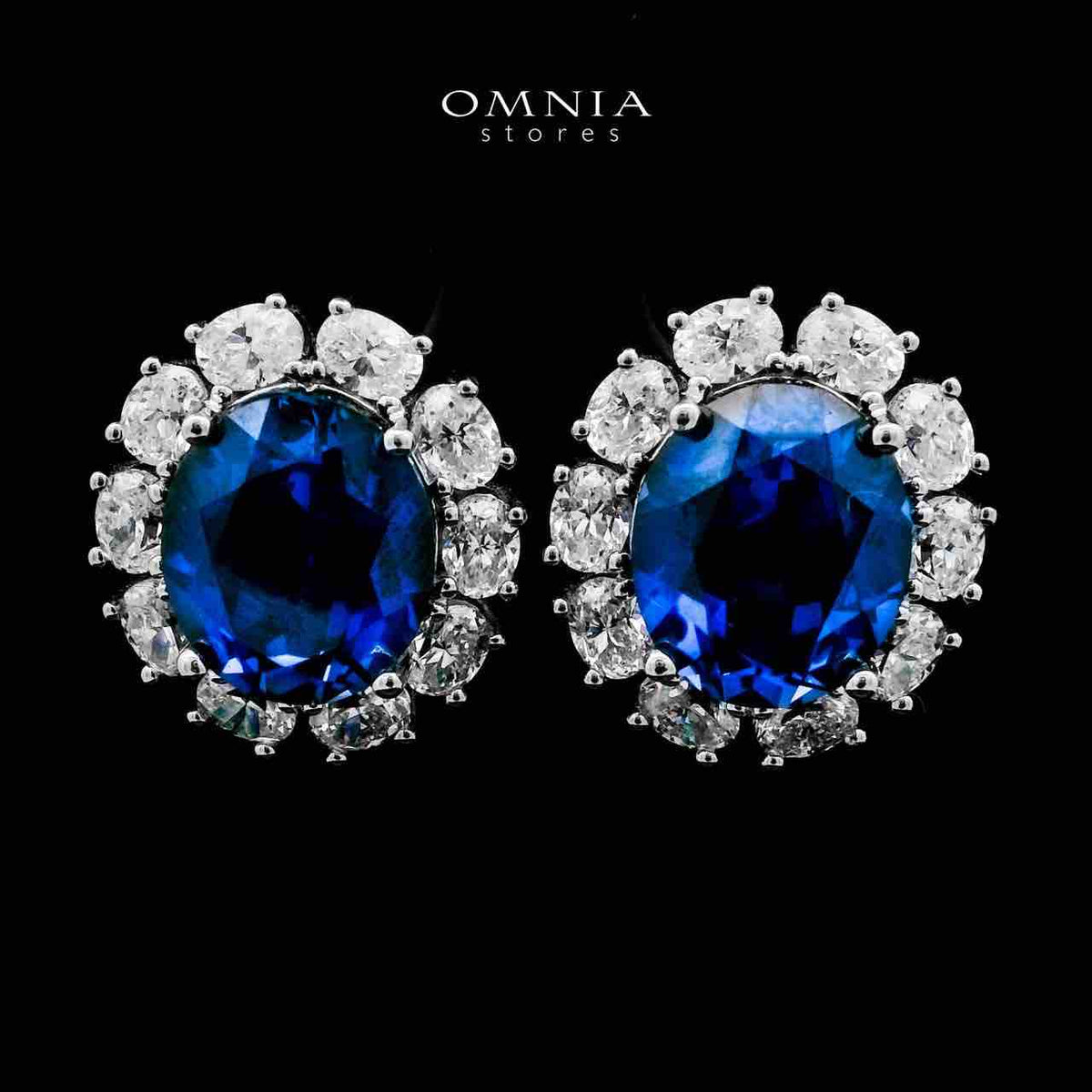 Omnia Jumana Blue Earrings 925 Silver Certified in High Quality Lab Grown Sapphire Stone - OMNIASTORES UAE