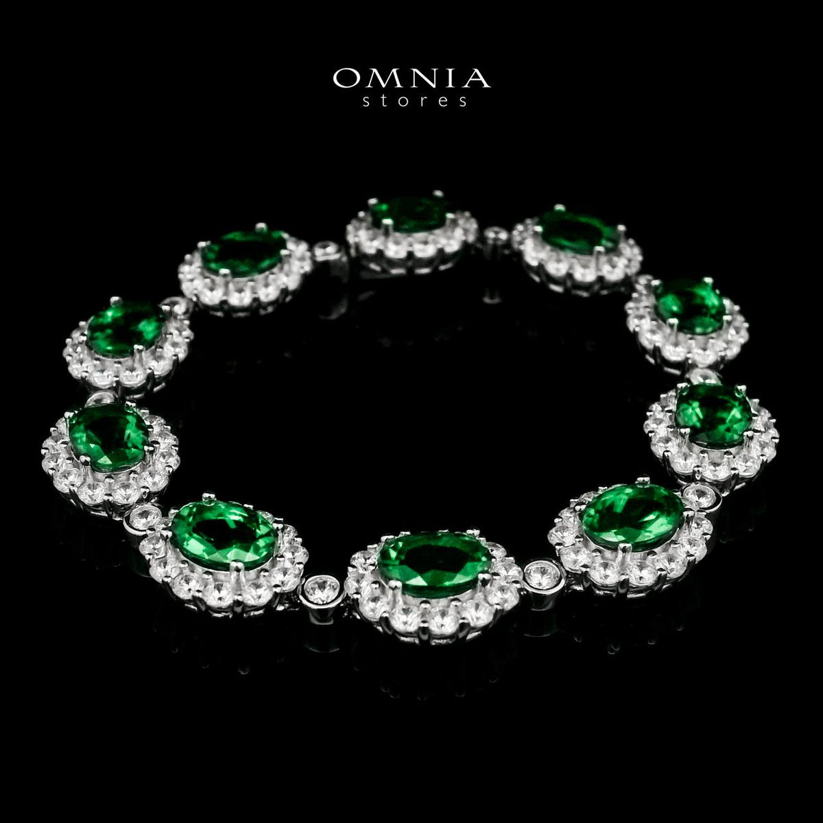 Omnia Mahasin Green Bracelet 925 Silver Certified in High Quality Lab-Grown Emerald Stone - OMNIASTORES UAE