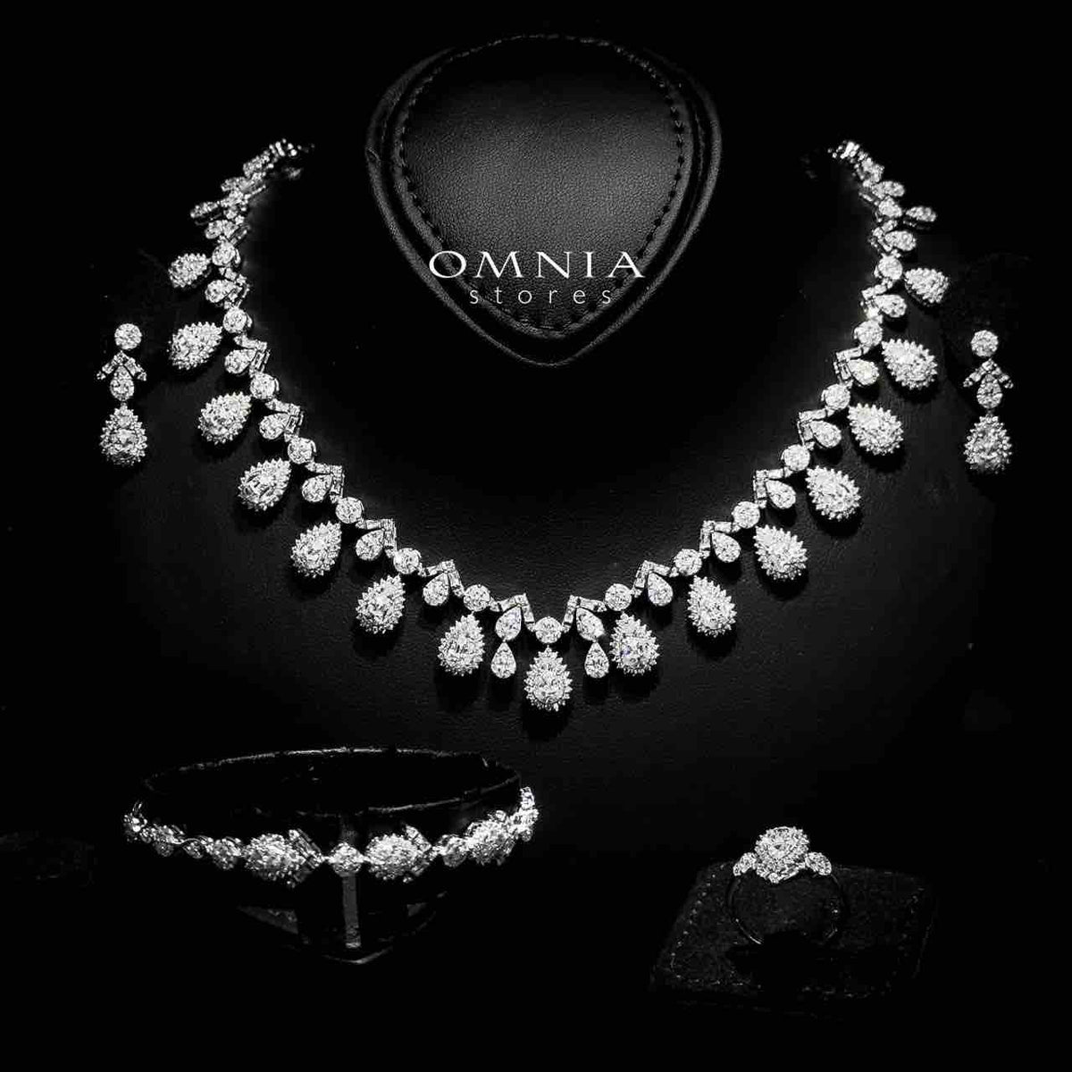 Omnia Hana White Bridal Full Set in 925 Silver High Quality Simulated Diamonds - OMNIASTORES UAE