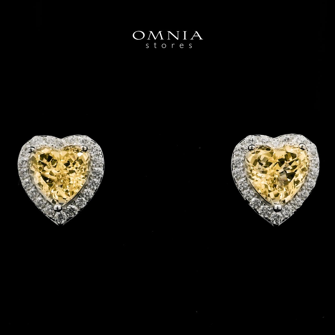 Samiha Heart Design Yellow Earrings In 925 Silver High Quality Simulated Diamonds - OMNIASTORES UAE