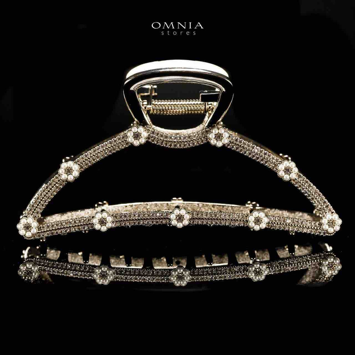 Omnia Naheelah Light Gold Hair Clip in High Quality Zircon Stone In Rhodium Plated - OMNIASTORES UAE