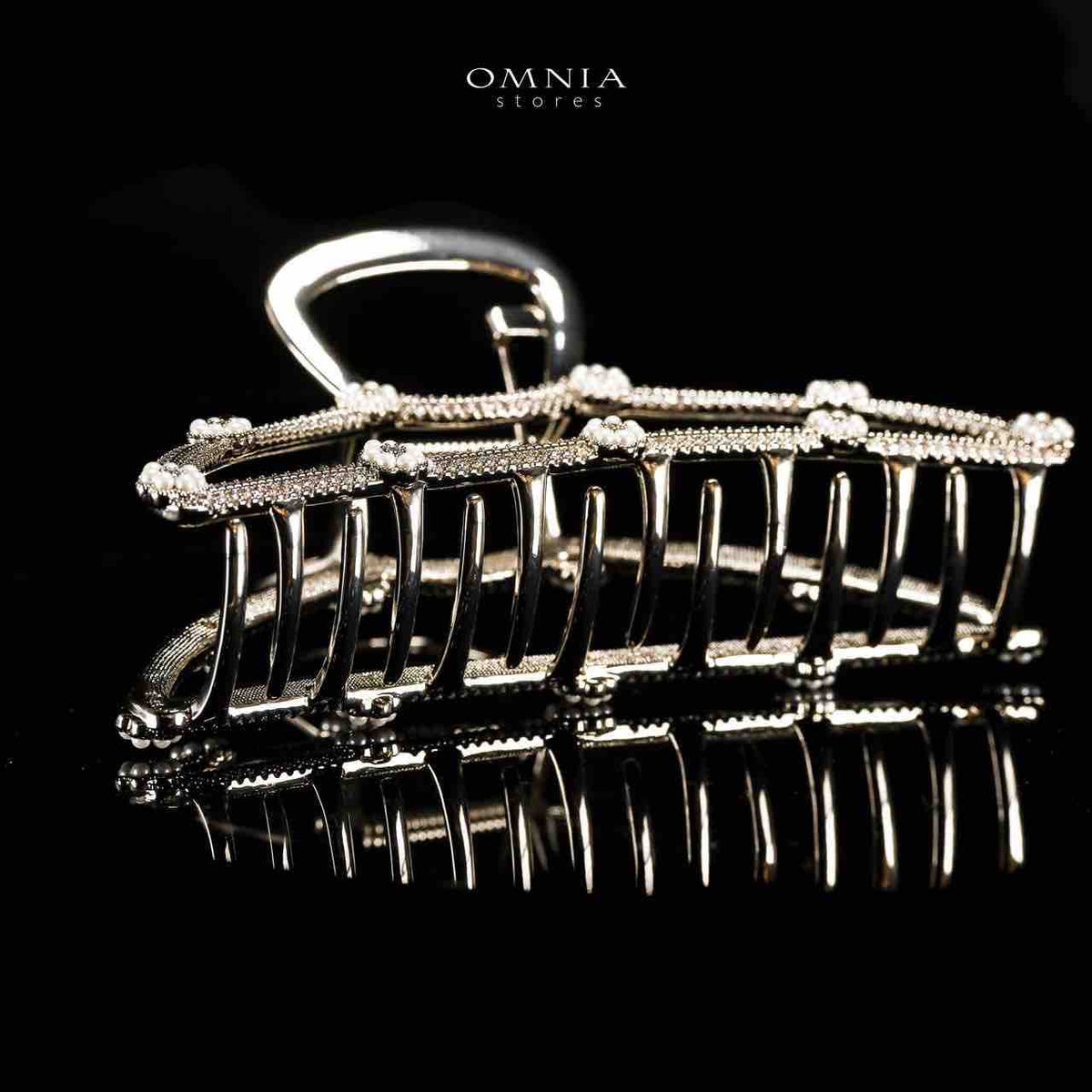Omnia Naheelah Light Gold Hair Clip in High Quality Zircon Stone In Rhodium Plated - OMNIASTORES UAE
