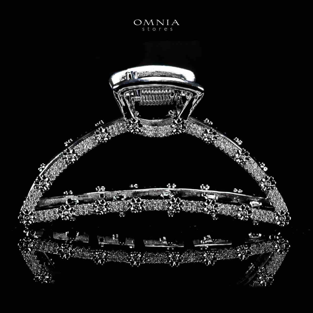 Omnia Raqeema Silver Hair Clip in High Quality Zircon Stone In Rhodium Plated - OMNIASTORES UAE