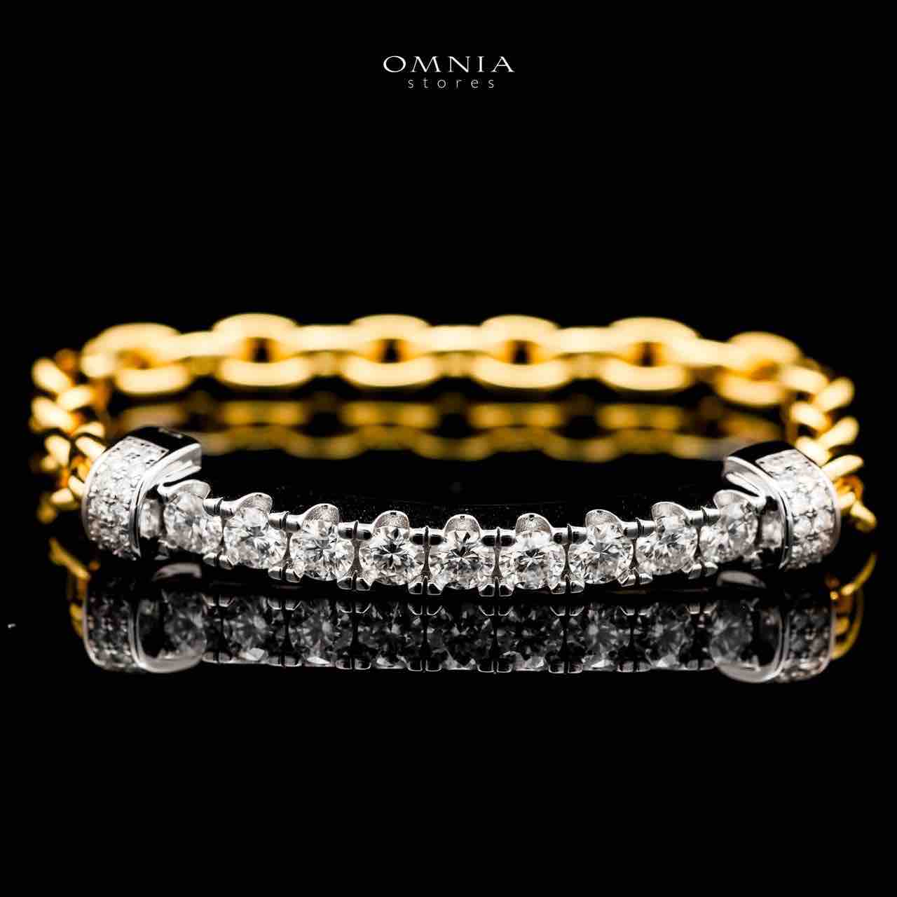 Wahaj Golden White Moissanite Stones With GRA Certified Bracelet in 925 Silver RD4mm