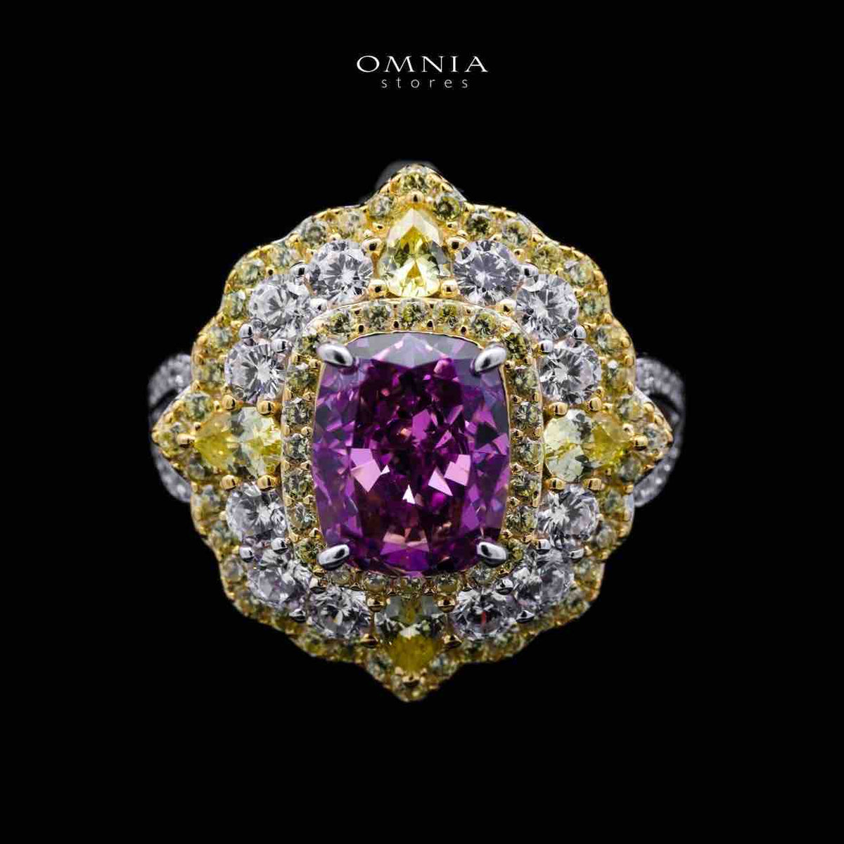 Omnia Maliya Purple Ring in 92.5 Silver High Quality Simulated Diamonds - OMNIASTORES UAE