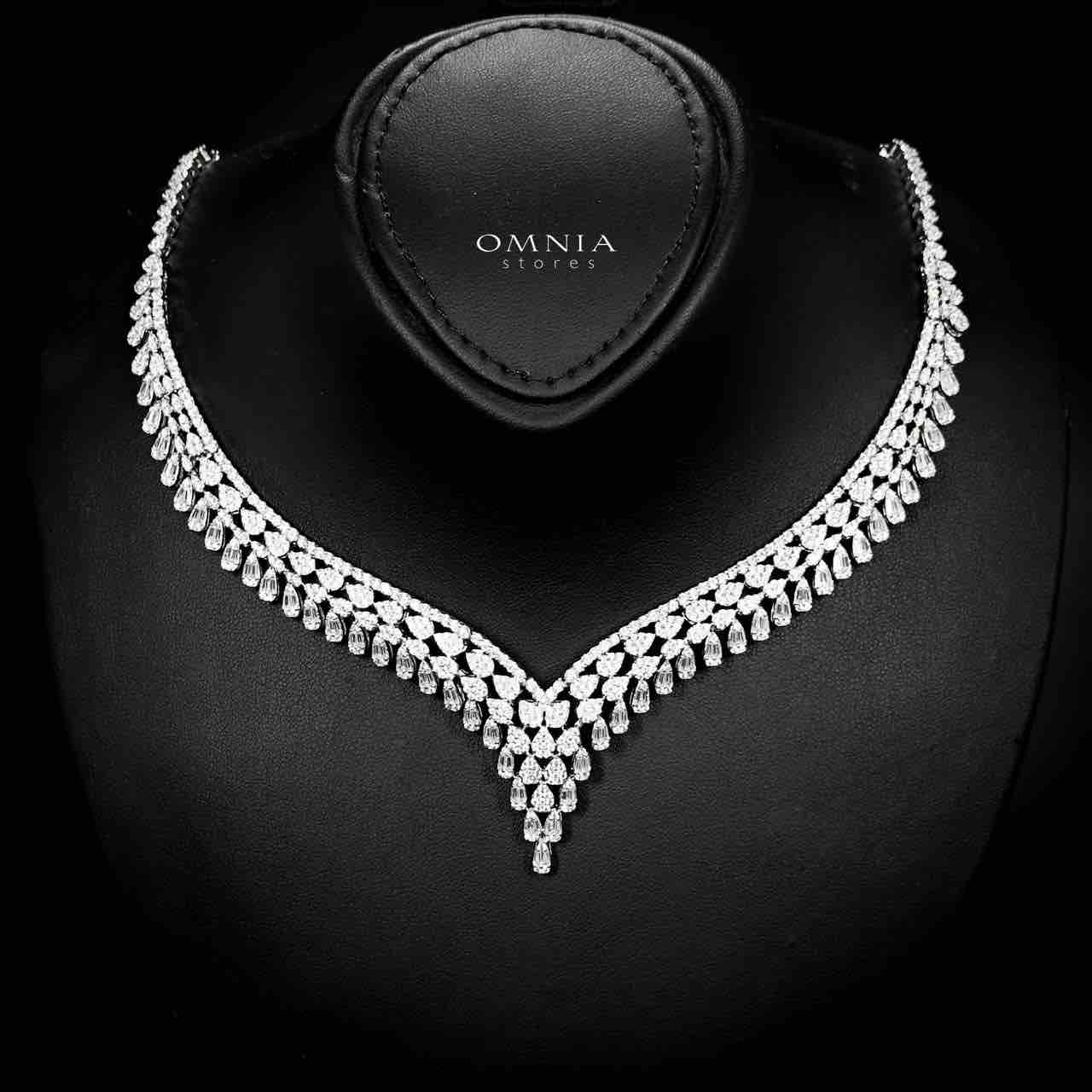 Omnia Dalilah White Luxury Bridal Full Set In Rhodium Plated with High Quality Zircon Stones