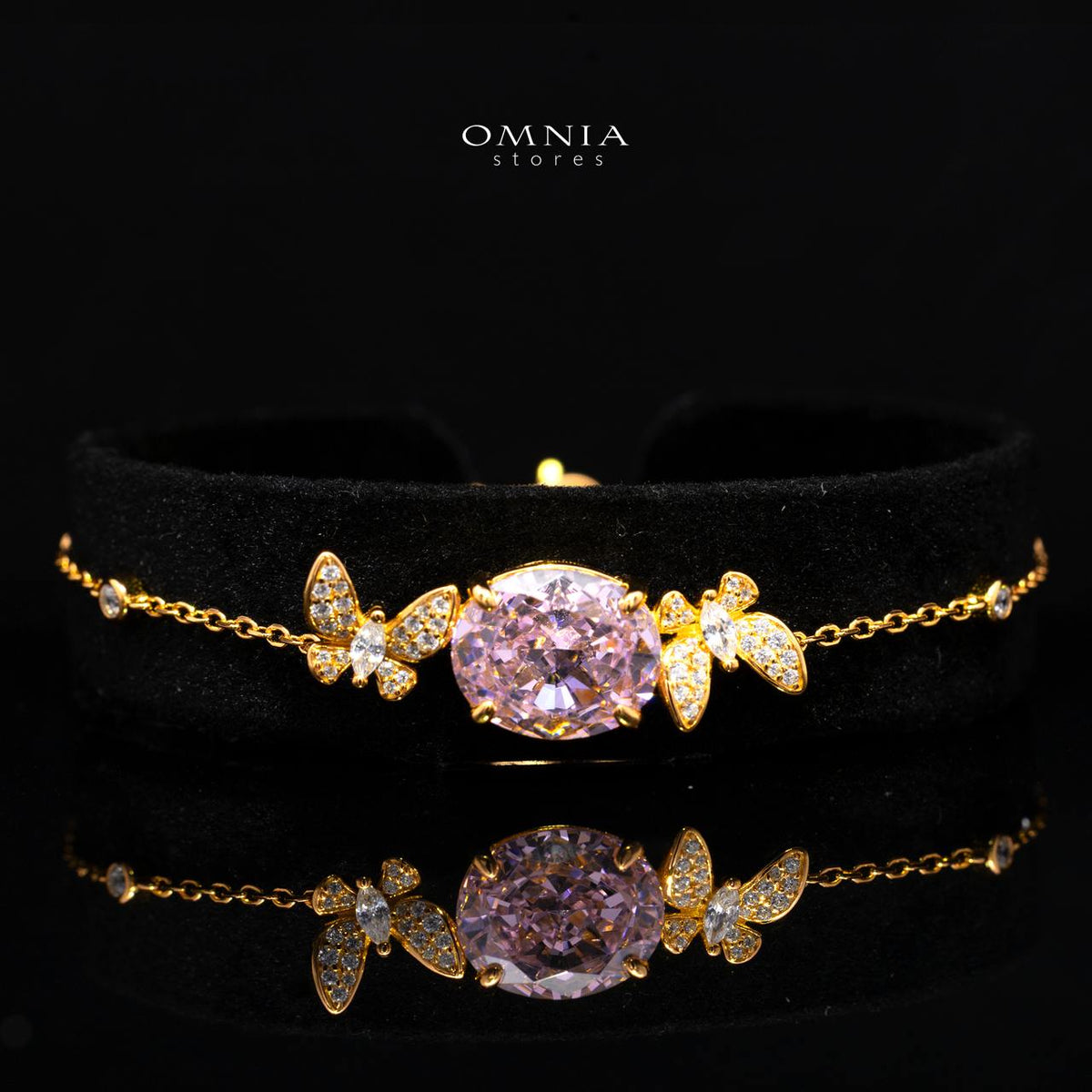 Omnia Maysun Pink Gold Plated Full Set In 925 Silver High Quality Simulated Diamonds