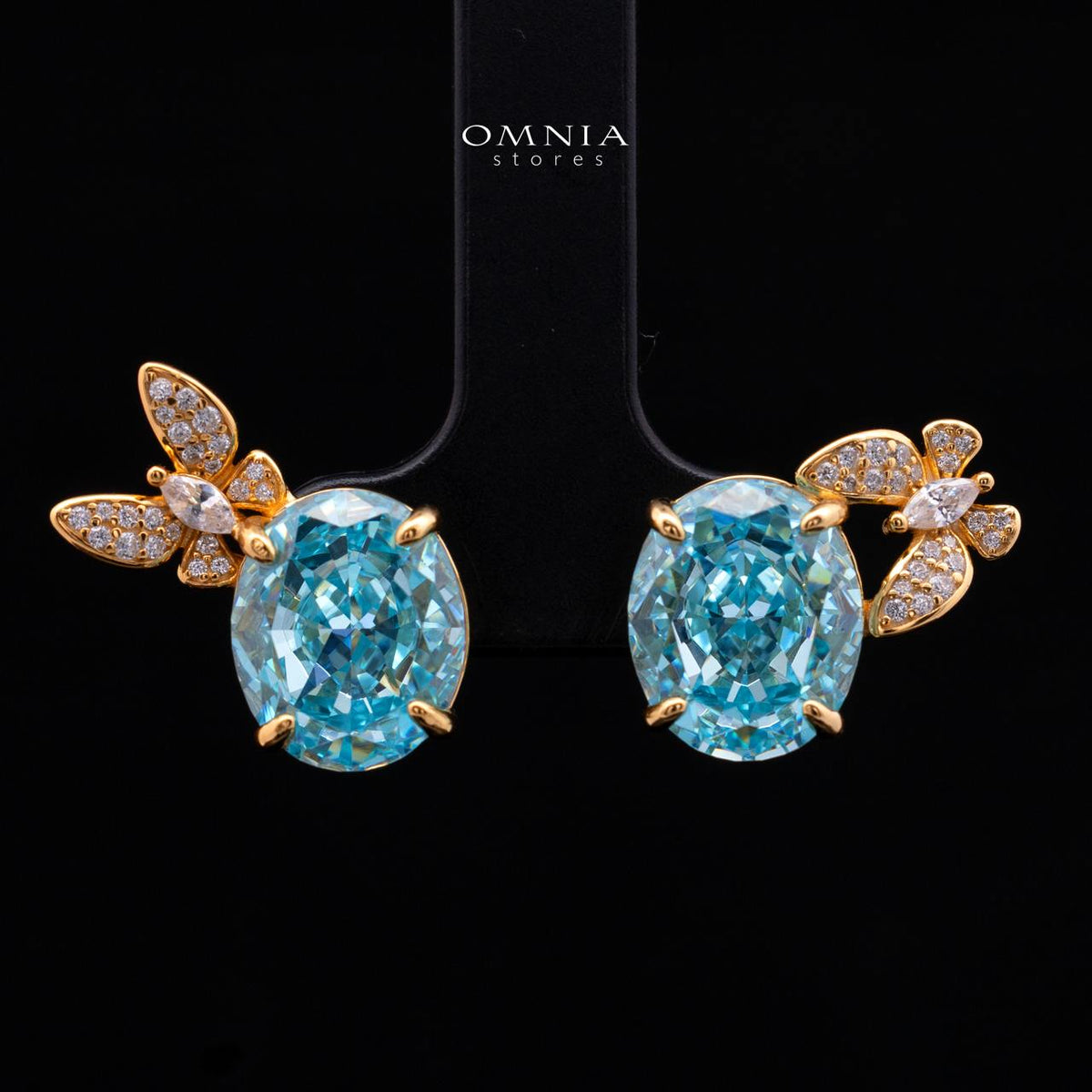 Omnia Maysun Baby Blue Gold Plated Full Set In 925 Silver High Quality Simulated Diamonds