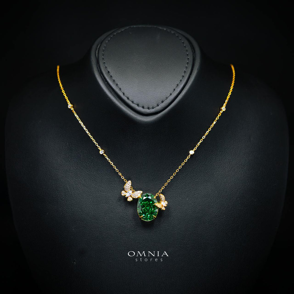 Omnia Maysun Green Gold Plated Full Set In 925 Silver High Quality Simulated Diamonds