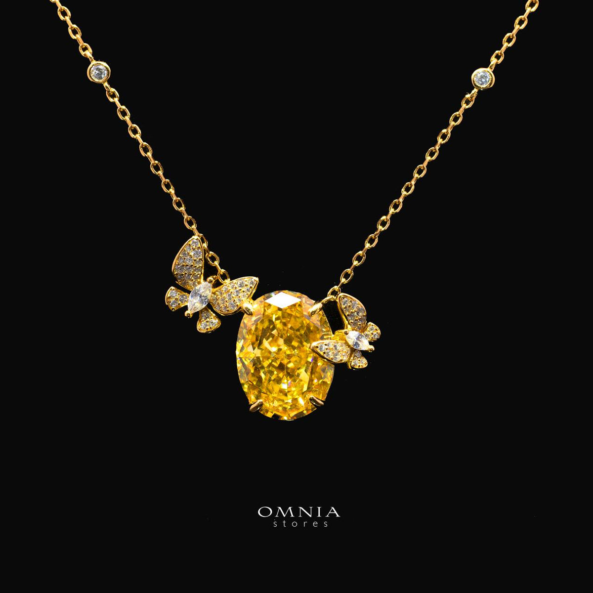 Maysun Yellow Gold-Plated Necklace in 925 Silver with Premium Simulated Diamonds