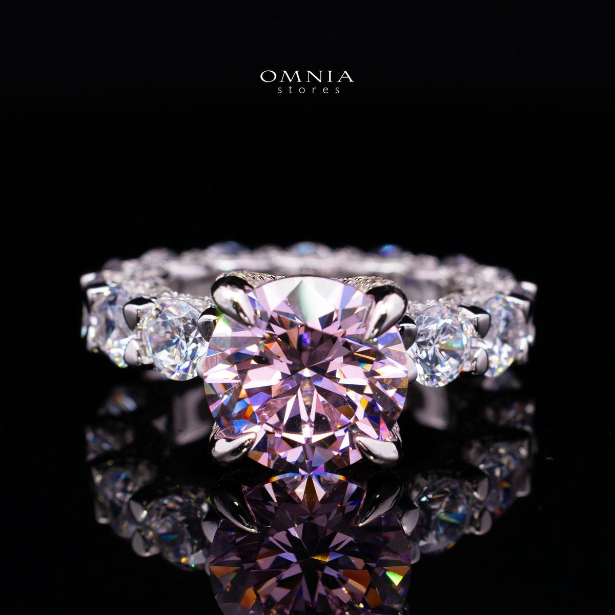 Charlize Pink Princess-Cut Inspired Ring in 925 Silver with Premium Simulated Diamonds