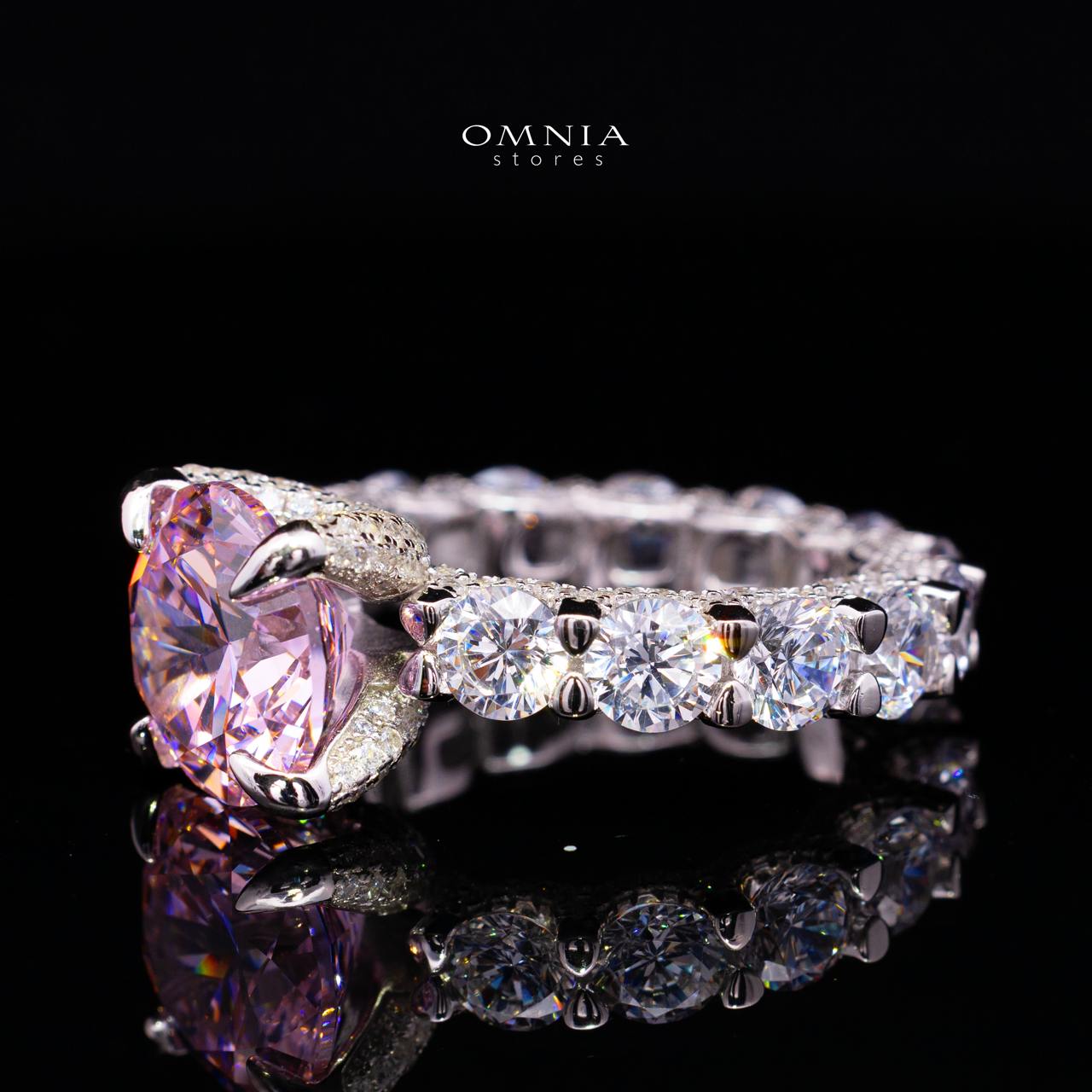 Charlize Pink Princess-Cut Inspired Ring in 925 Silver with Premium Simulated Diamonds