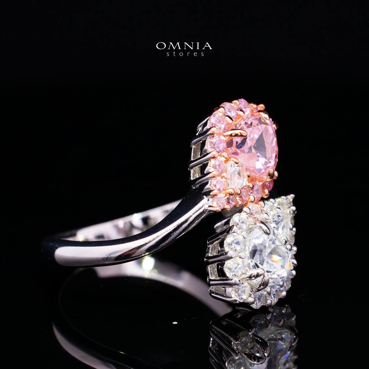 Stefanie Pink and White Pear-Cut Ring in 925 Silver with Premium Simulated Diamonds