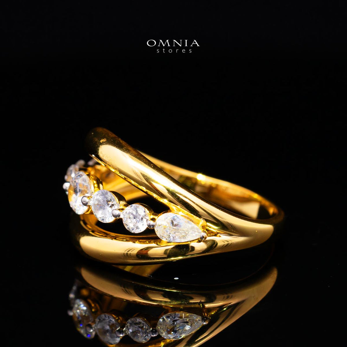 Jazmina Gold-Plated Ring in 925 Silver with Premium Simulated Diamonds