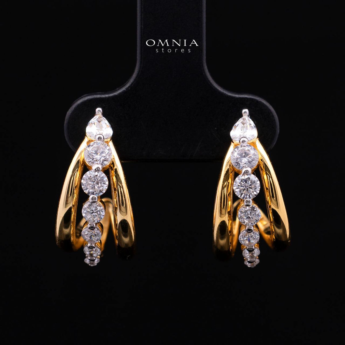 Jazmina Gold-Plated Stud Earrings in 925 Silver with Premium Simulated Diamonds