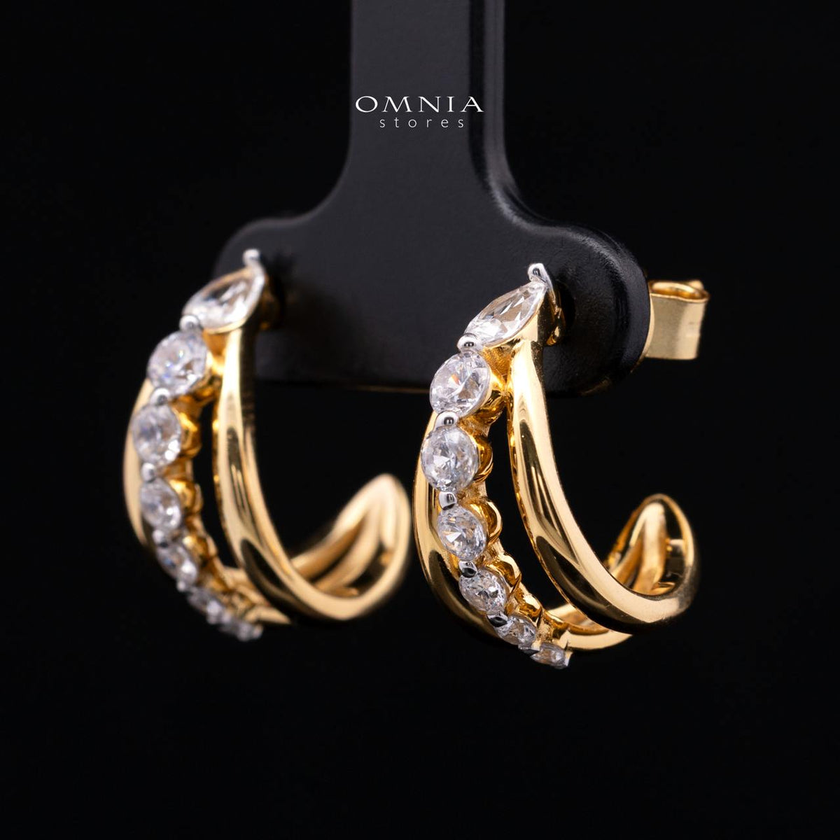 Jazmina Gold-Plated Stud Earrings in 925 Silver with Premium Simulated Diamonds