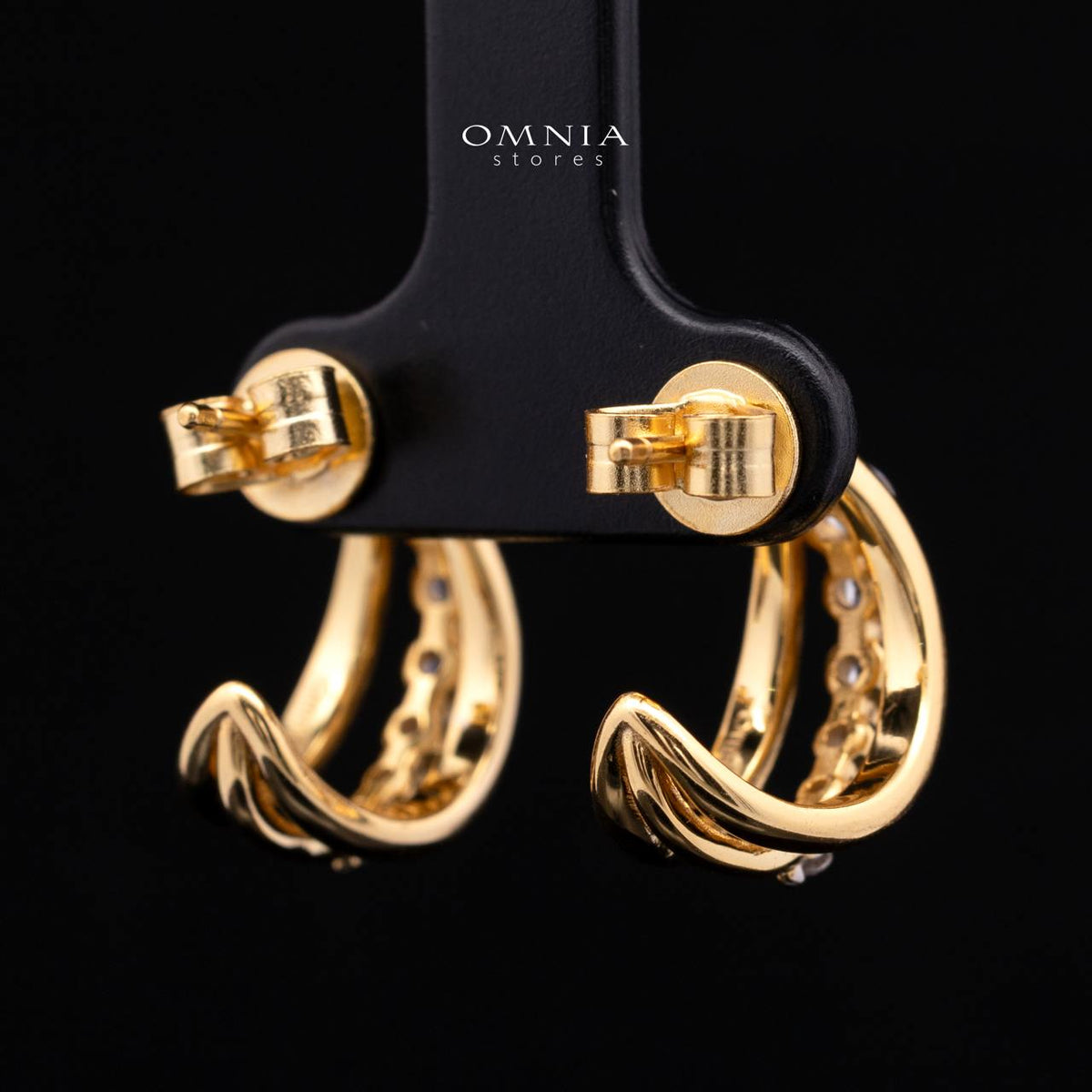 Jazmina Gold-Plated Stud Earrings in 925 Silver with Premium Simulated Diamonds