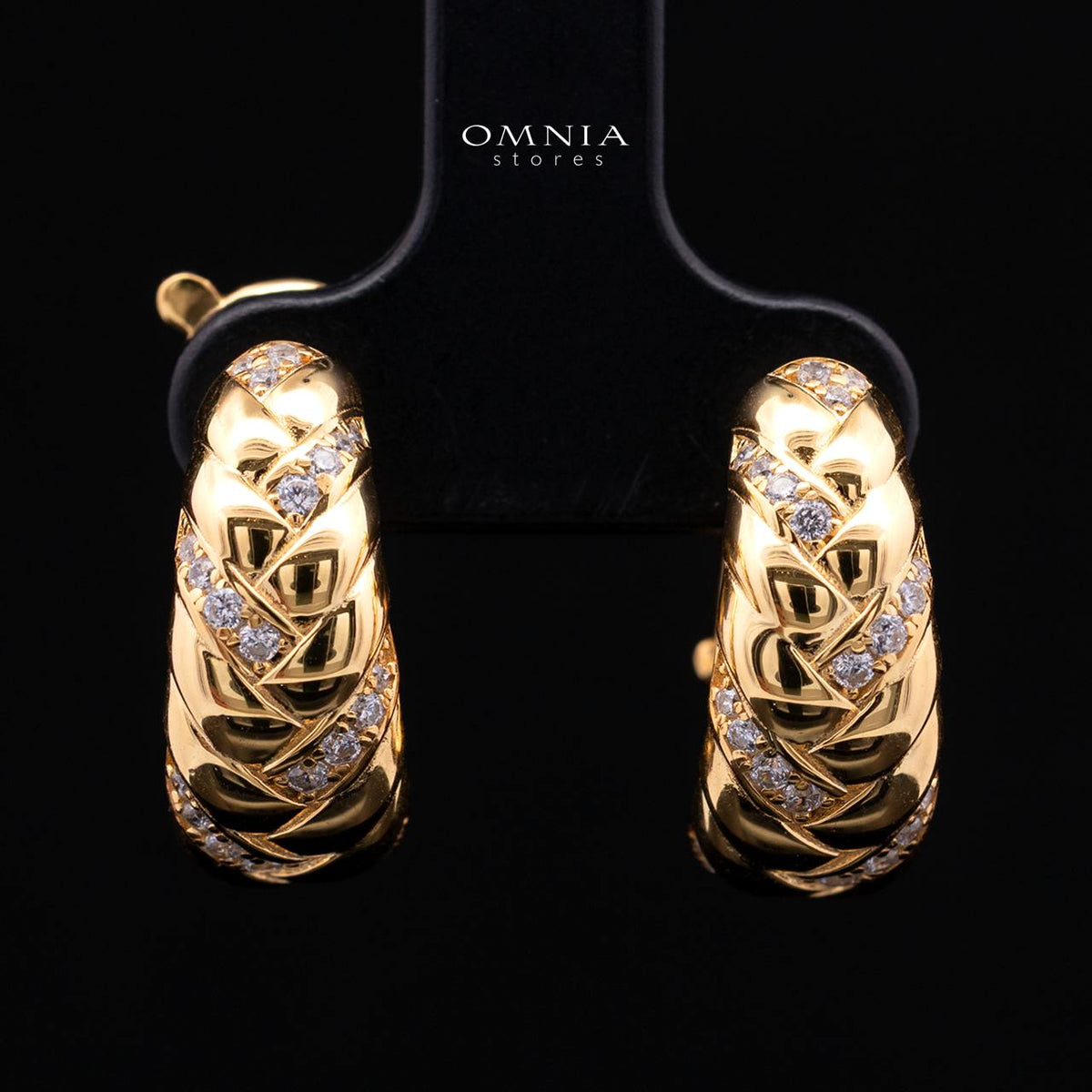 Ashira Gold-Plated Hoop Earrings in 925 Silver with Premium Simulated Diamonds
