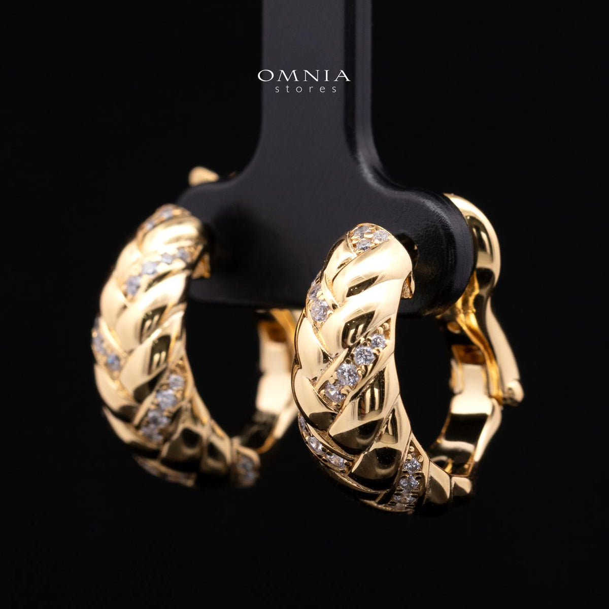 Ashira Gold-Plated Hoop Earrings in 925 Silver with Premium Simulated Diamonds