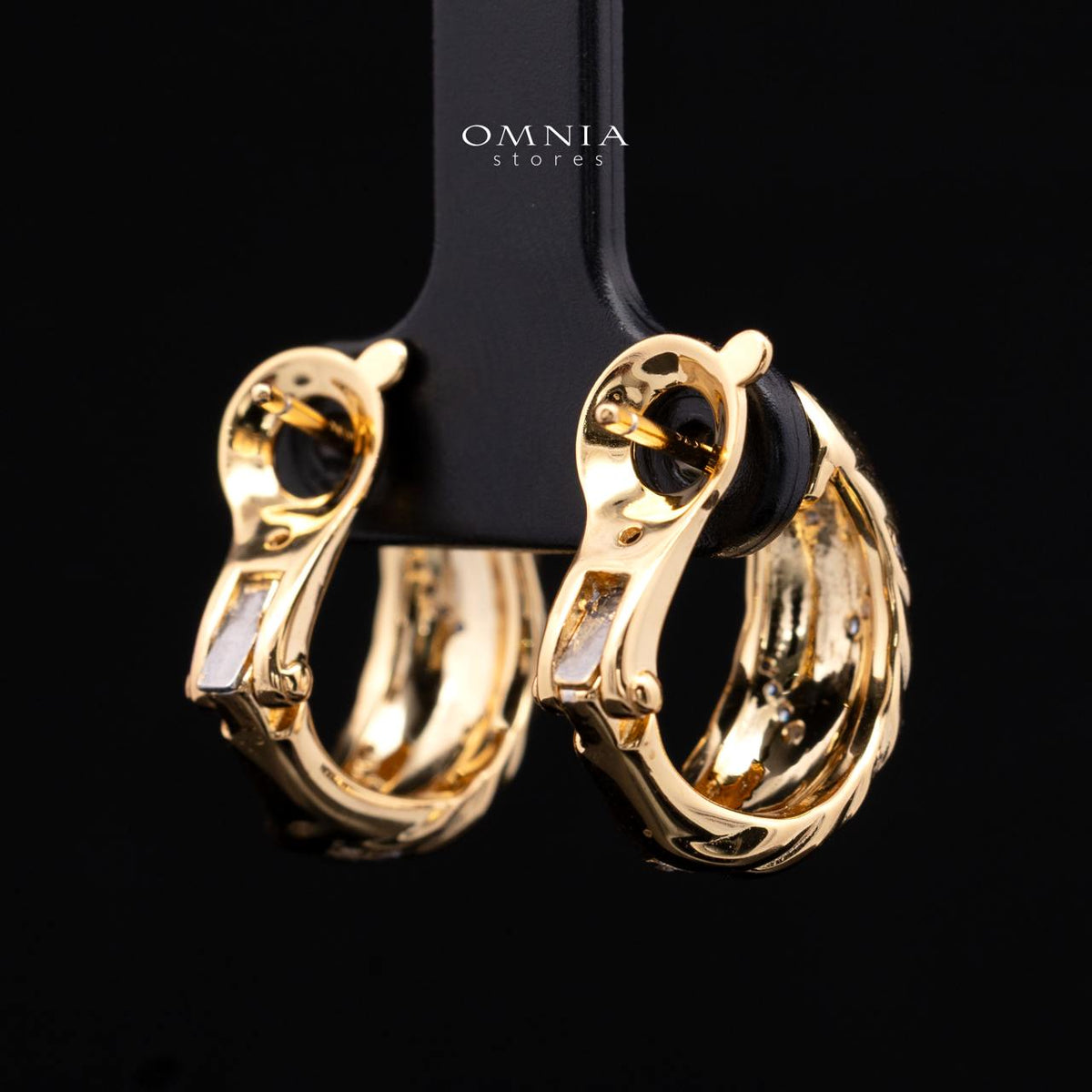 Ashira Gold-Plated Hoop Earrings in 925 Silver with Premium Simulated Diamonds