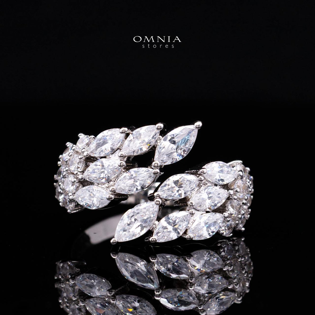 Omnia Fatma White Luxury Bridal Full Set in High Quality Zircon Stone in Rhodium Plated