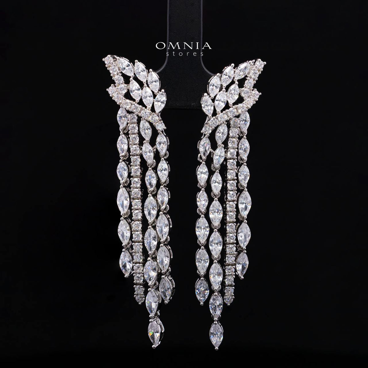 Omnia Fatma White Luxury Bridal Full Set in High Quality Zircon Stone in Rhodium Plated