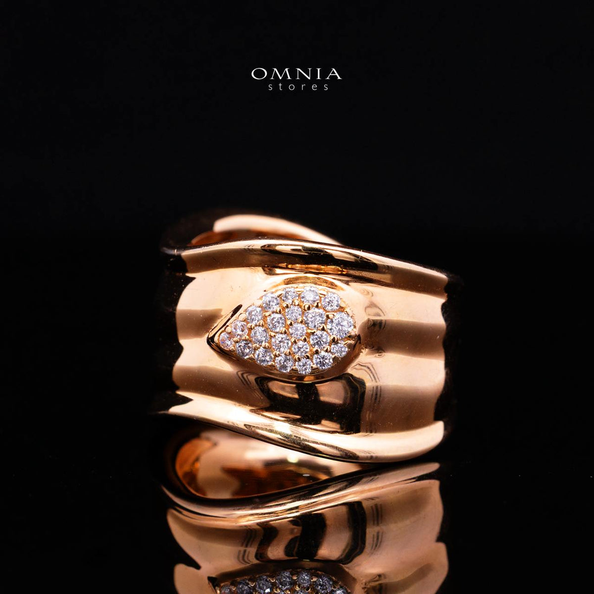 Kaelora Rose Gold Ring with High-Quality Premium Simulated Diamonds in 925 Sterling Silver