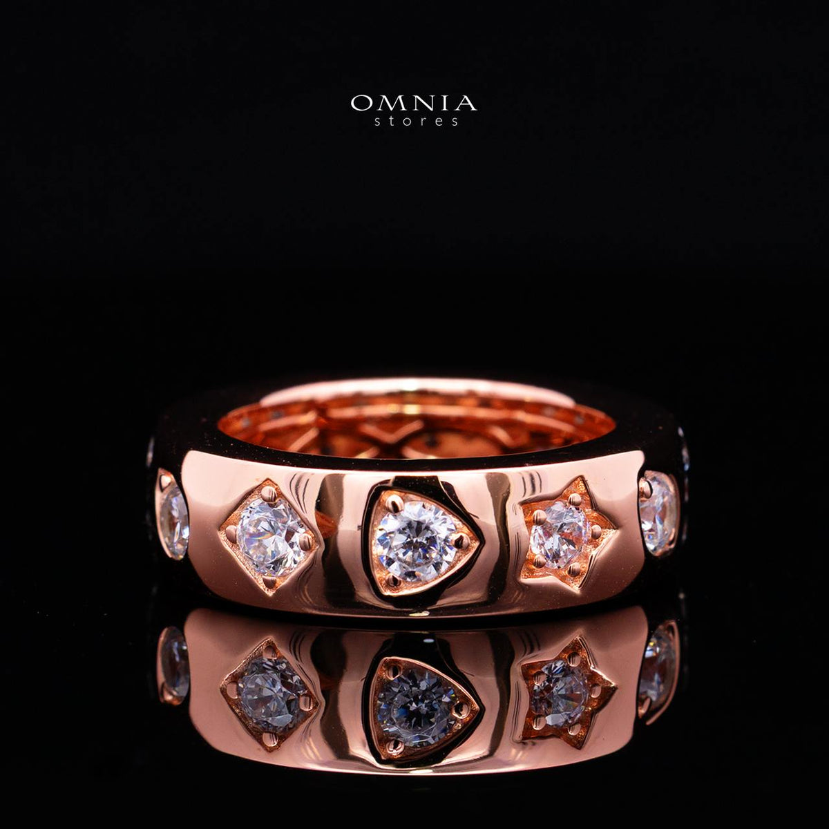 Janna Rose Gold Ring in 925 Silver with Premium Simulated Diamonds