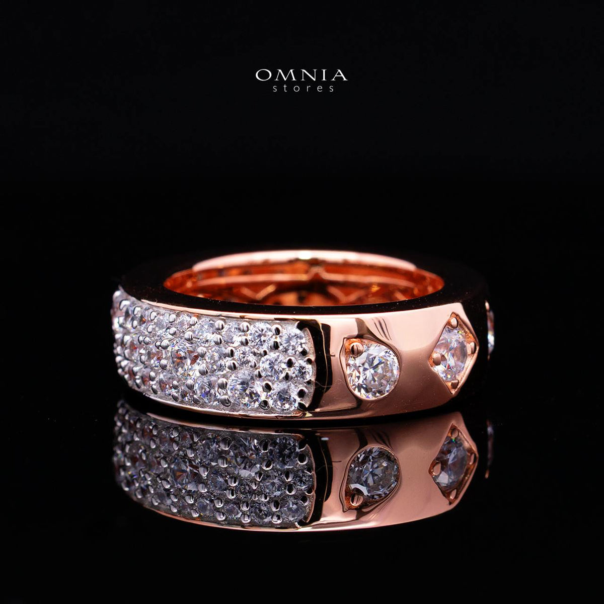 Janna Rose Gold Ring in 925 Silver with Premium Simulated Diamonds