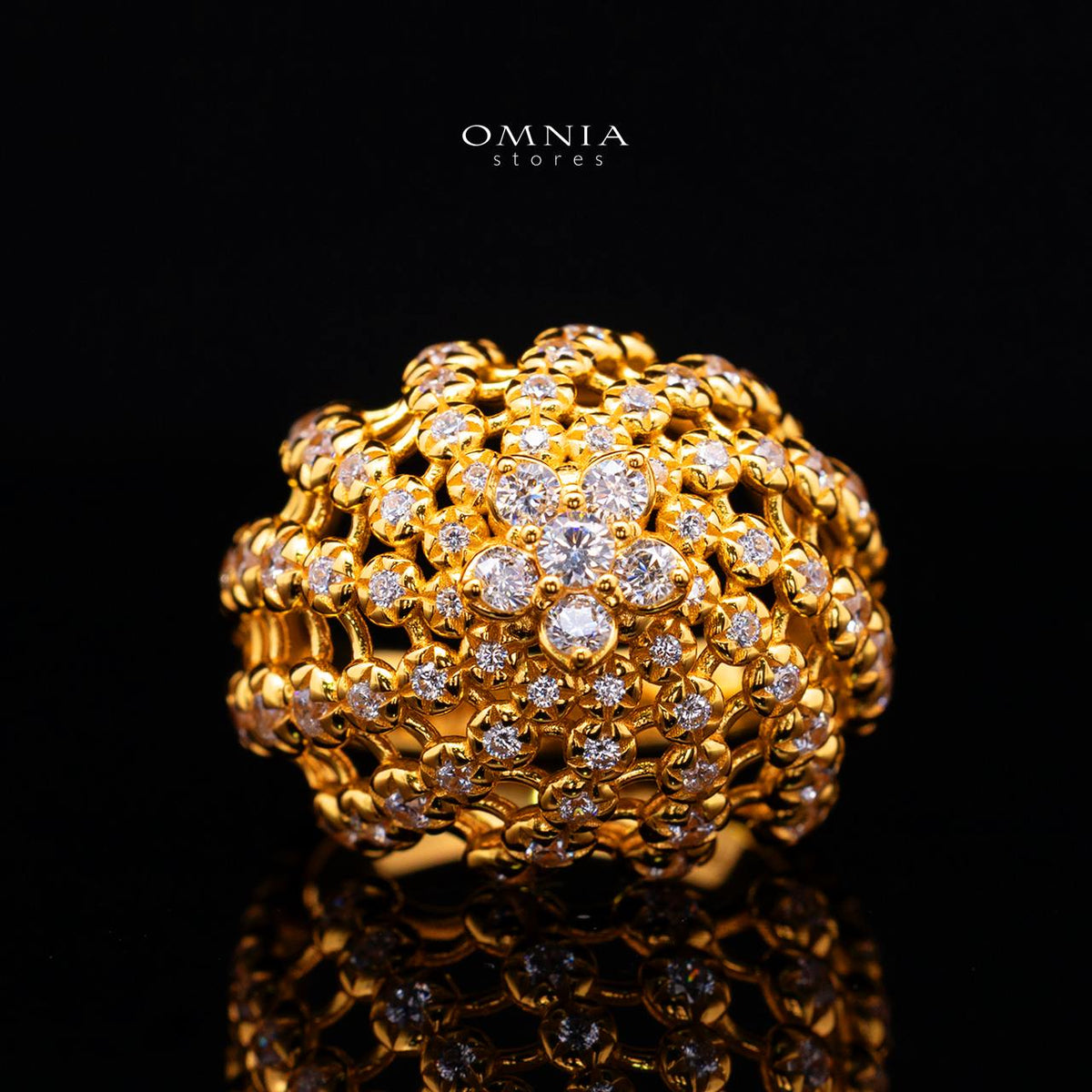 Cyralisse Gold Ring with High-Quality Premium Simulated Diamonds in 925 Sterling Silver