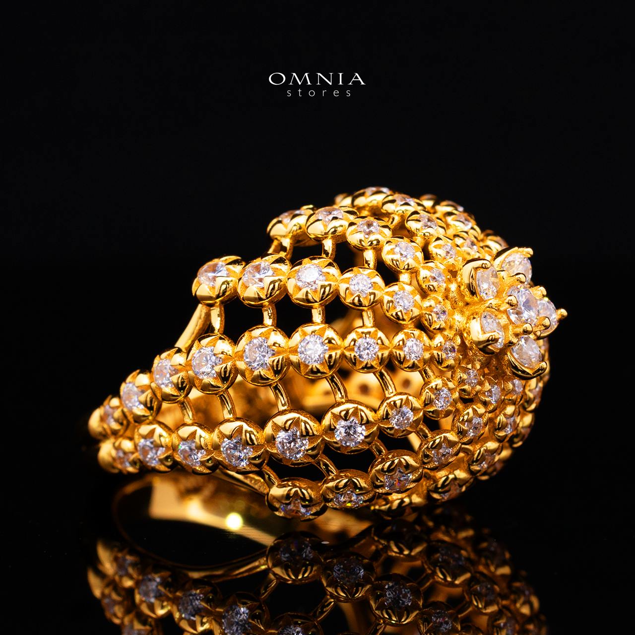 Cyralisse Gold Ring with High-Quality Premium Simulated Diamonds in 925 Sterling Silver