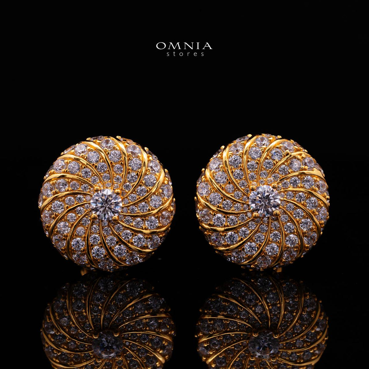 Serenya Gold-Plated Clip-On Earrings with Premium Simulated Diamonds in 925 Silver