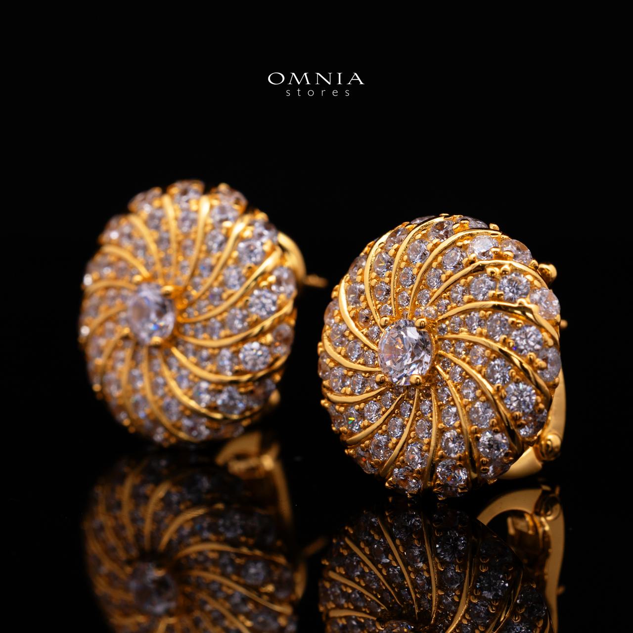 Serenya Gold-Plated Clip-On Earrings with Premium Simulated Diamonds in 925 Silver