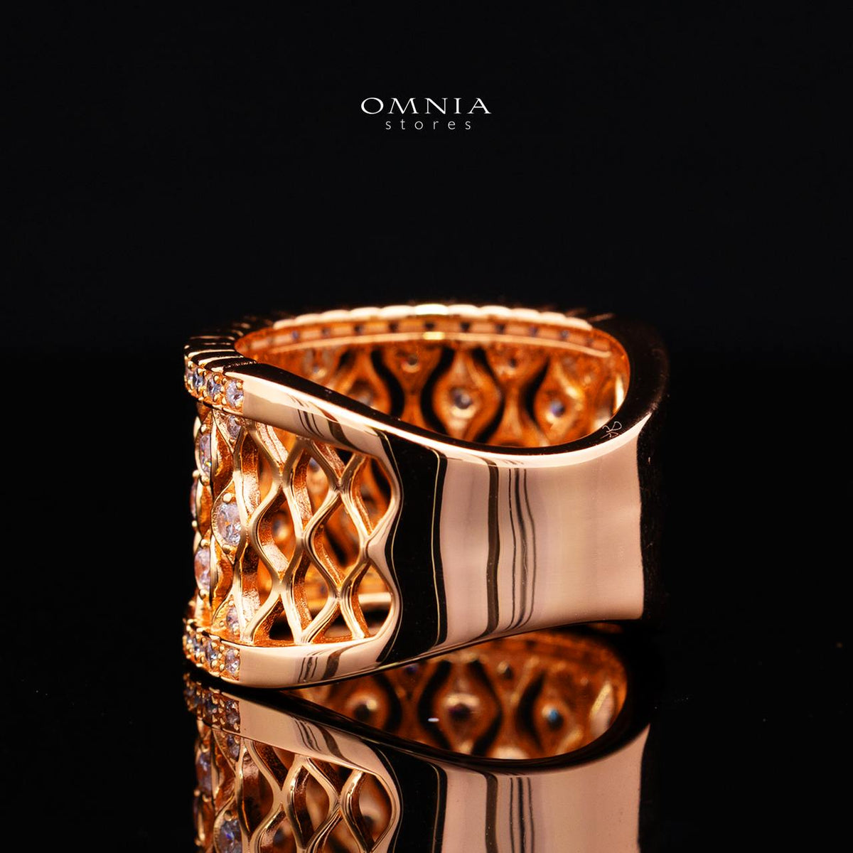 Novaria Gold Ring with High-Quality Premium Simulated Diamonds in 925 Sterling Silver