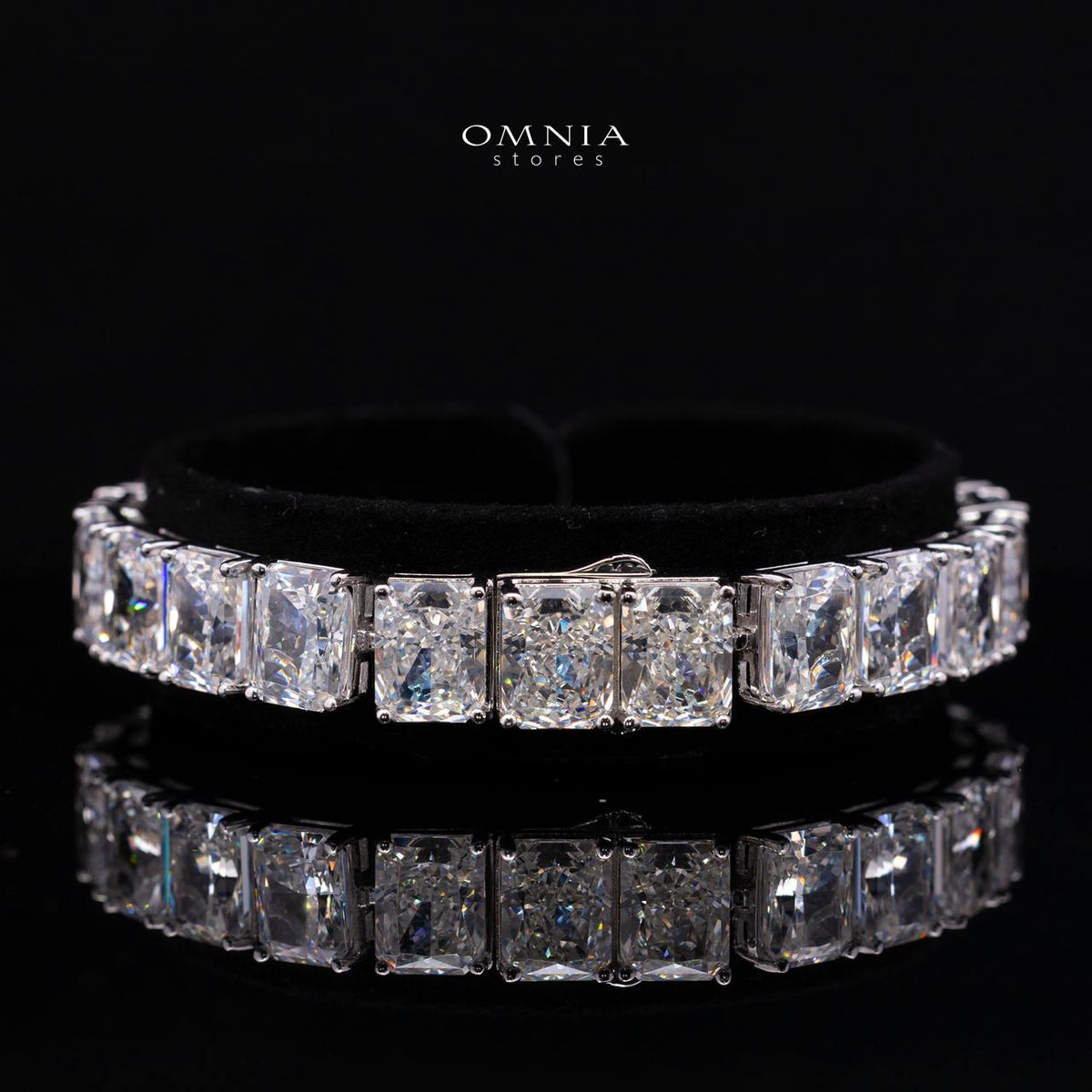 Zarela Radiant Cut Eternity Bracelet with Premium Simulated Diamonds and Certificate in 925 Sterling Silver