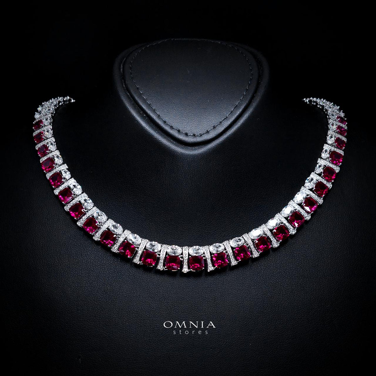 Marley Red Bridal Full Set with High-Quality Simulated Diamonds – Rhodium Plated
