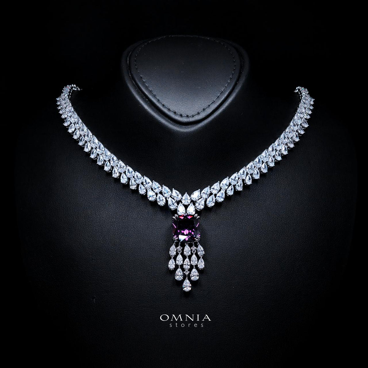Nazaha Purple Luxury Bridal Full Set with High-Quality Simulated Diamonds – Rhodium Plated
