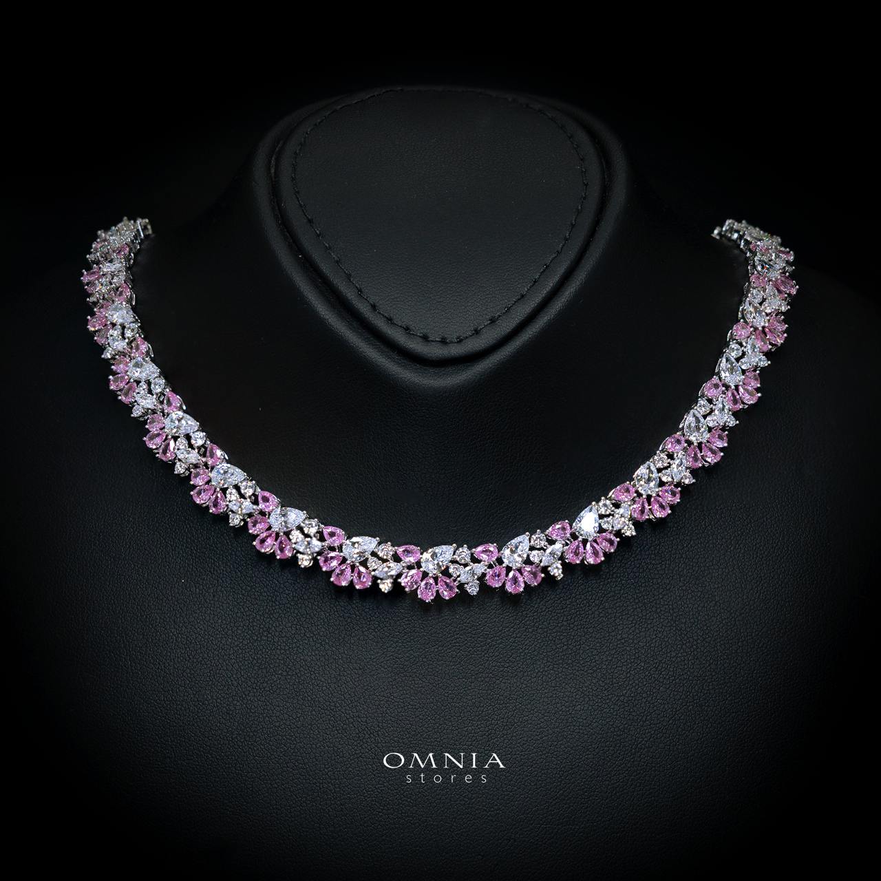Safira Pink Luxury Bridal Full Jewelry Set with High-Quality Premium Simulated Diamonds
