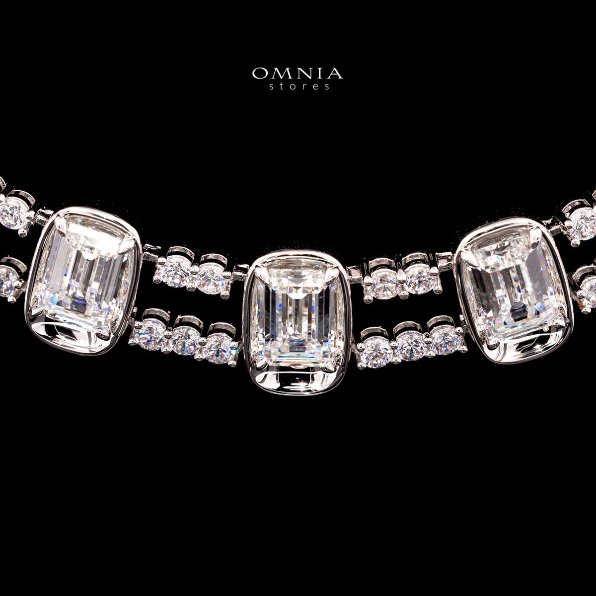 Liezel Premium Rhodium-Plated Alloy Necklace with High-Quality Simulated Diamonds
