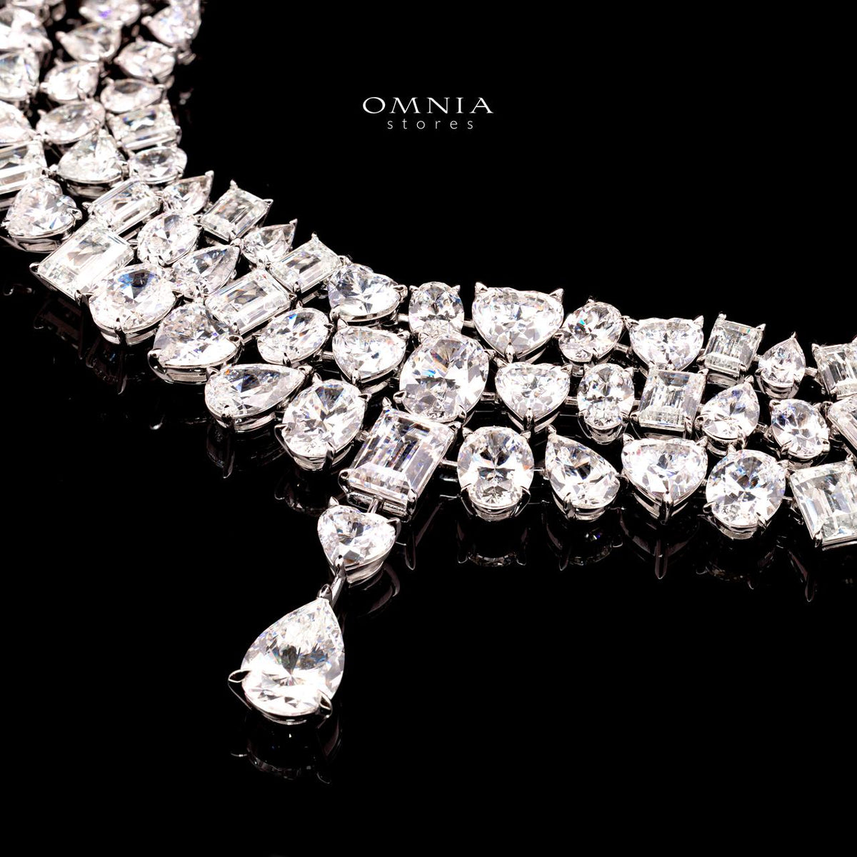 Margaret Royal Diamond Necklace with Certificate & Premium Simulated Diamonds in 925 Sterling Silver