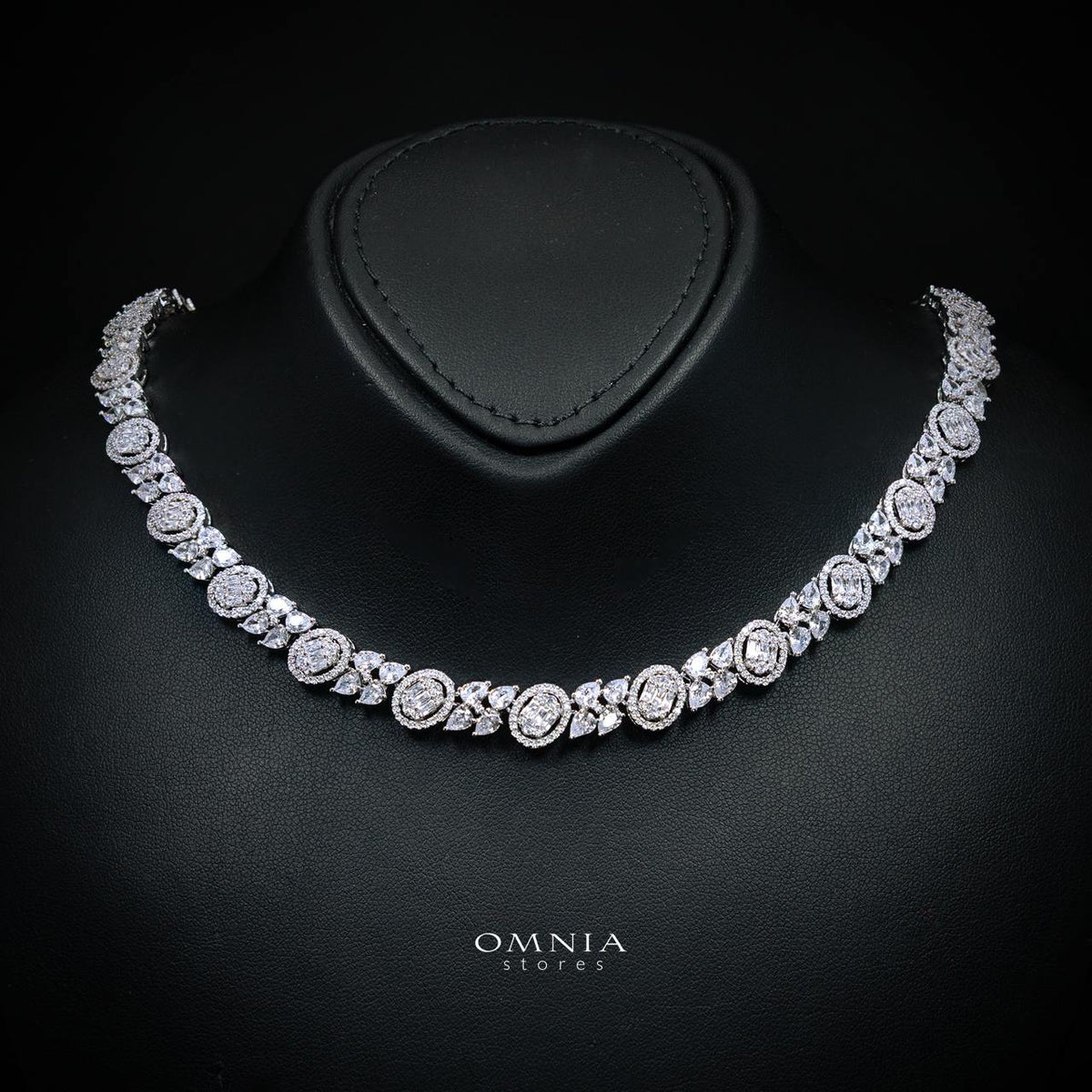 Rahima White Luxury Bridal Full Set with High-Quality Simulated Diamonds and Rhodium Plating
