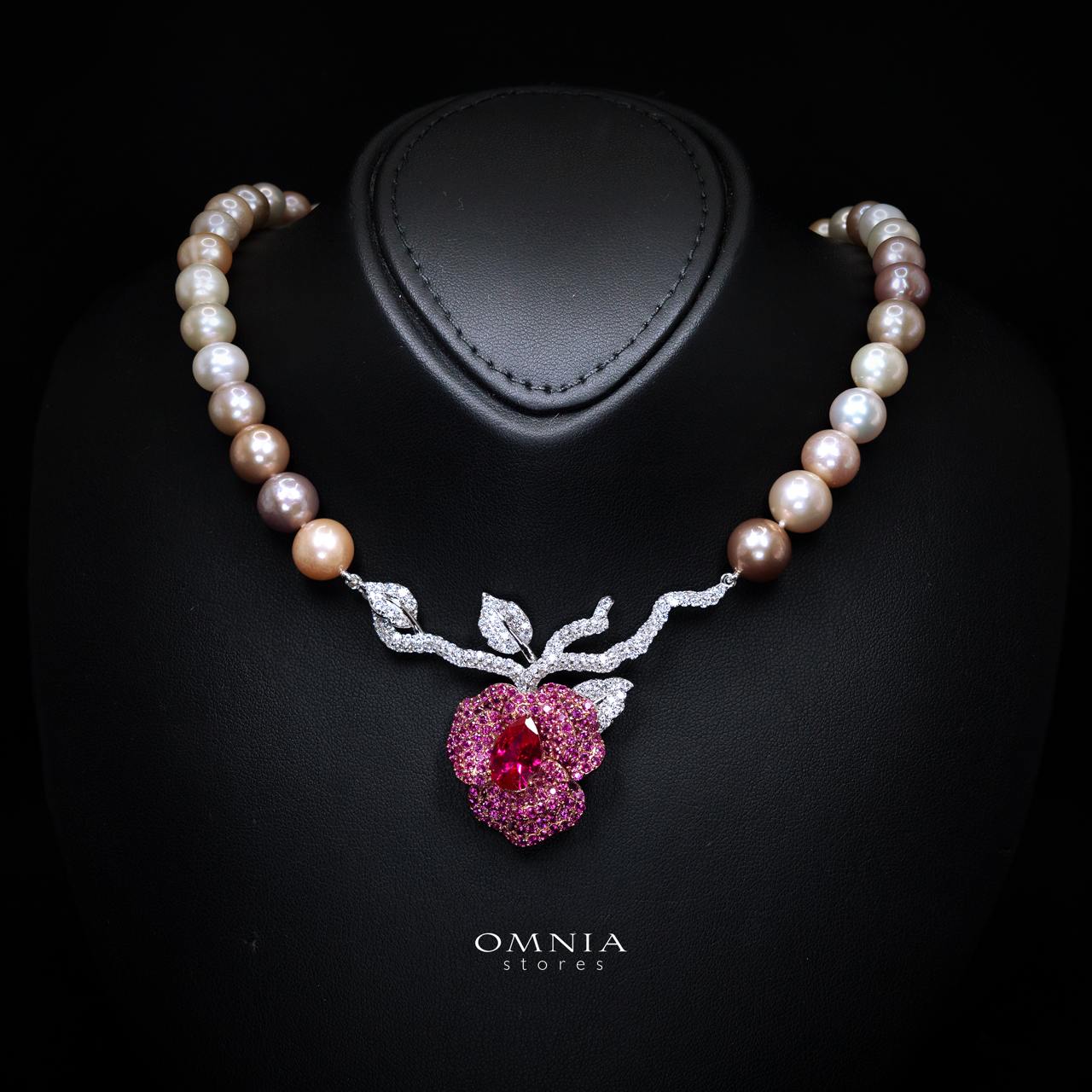 Omnia Masa Fresh Real Water Pearl Set in 92.5 Silver High Quality Simulated diamonds